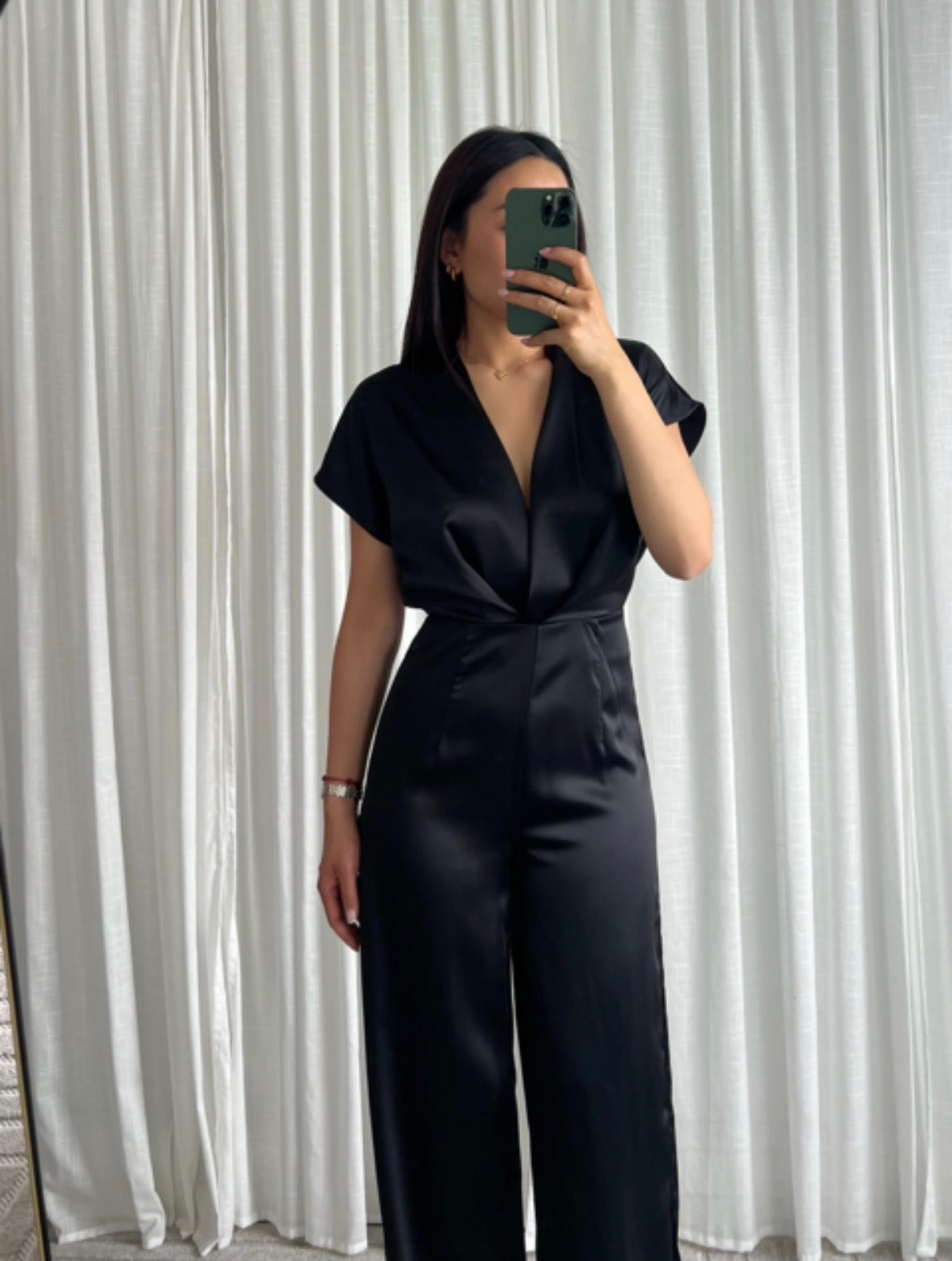 Elena Jumpsuit Satijn Zwart