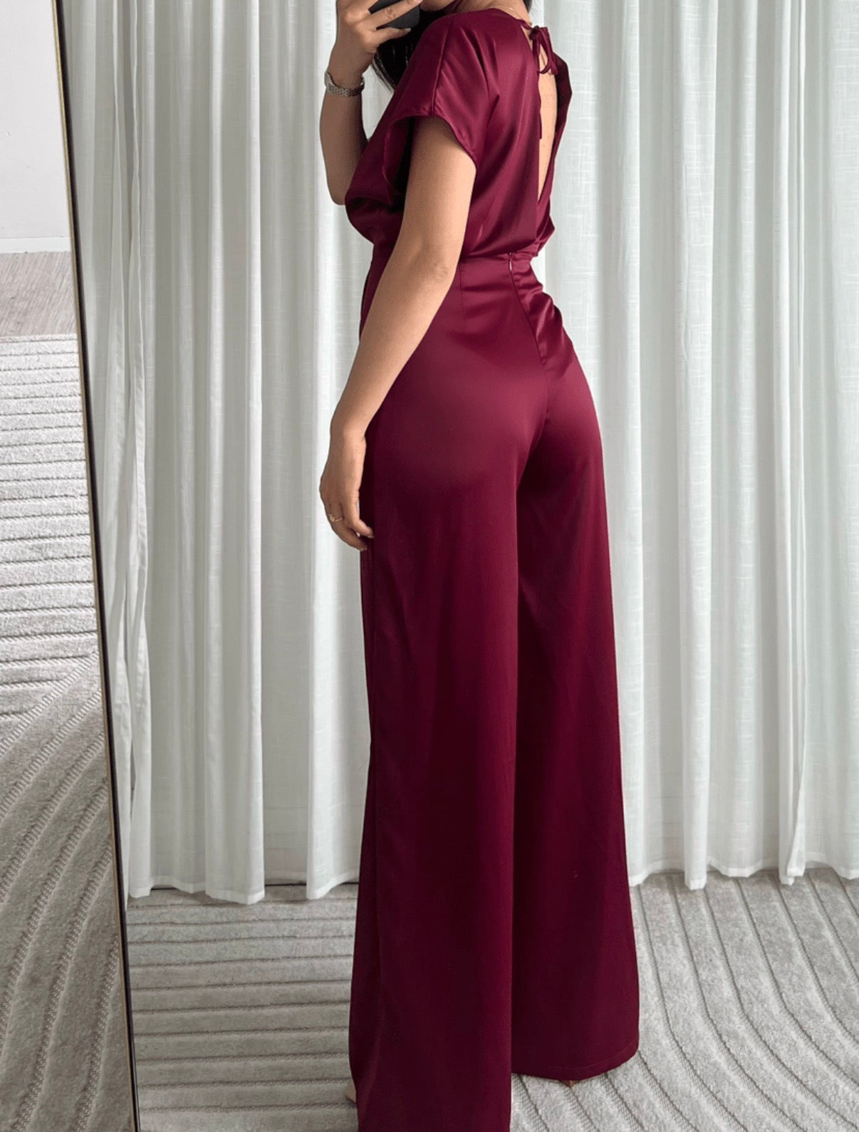 Elena Jumpsuit Satijn Bordeaux