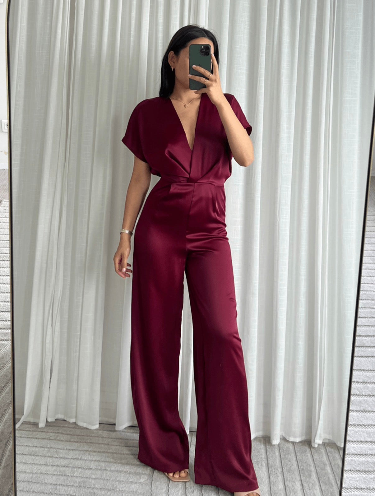 Elena Jumpsuit Satijn Bordeaux