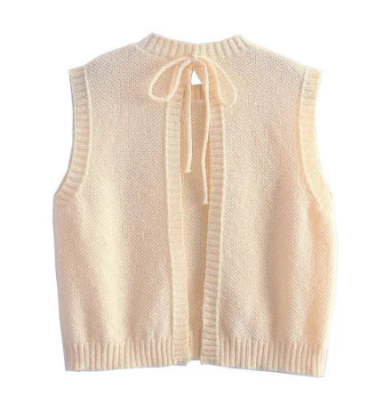 Marylou | Gebreide Beige Zomertop met Open Rug voor Dames